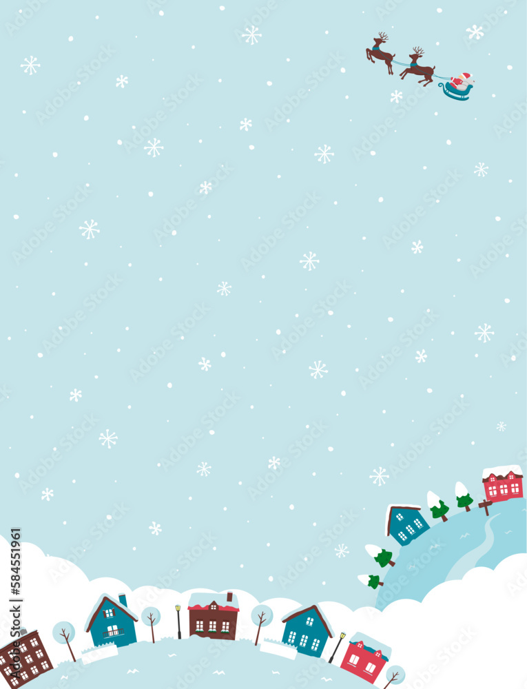 Fantasy planet web banner illustration with Christmas motif | portrait