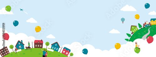 Fantasy planet web banner illustration