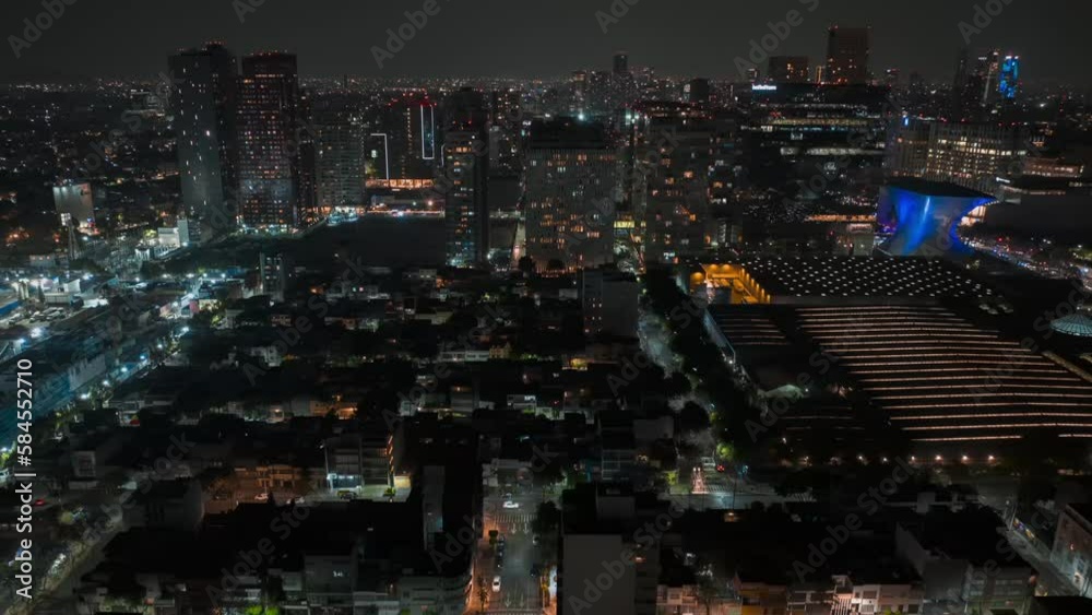 Beautiful aerial hyperlapse view of modern urban Mexico City, at sunset Beautiful aerial hyperlapse view of modern urban Mexico City, at sunset