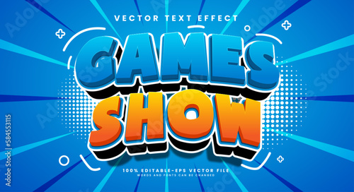 A blue and orange poster that says games show.