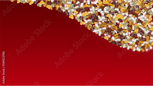 Realistic Background with Confetti of Hearts Glitter Particles. St. Valentine Day. Celebration pattern. Light Spots. Explosion of Confetti. Glitter Vector Illustration. Design for Banner.
