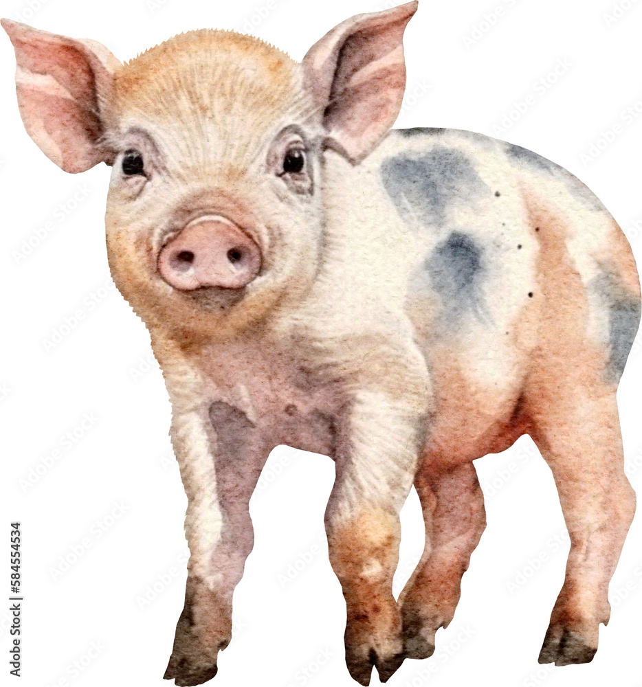 Little pig illustration created with Generative AI technology