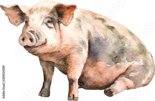 Pig illustration created with Generative AI technology