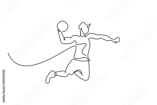 young man basketball sportsman holding ball move lifestyle line art