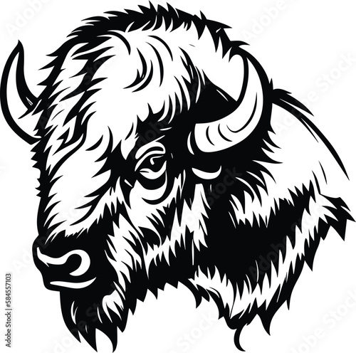 Bison Logo Monochrome Design Style 