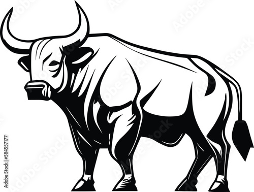 Bull With Horns Logo Monochrome Design Style  © FileSource