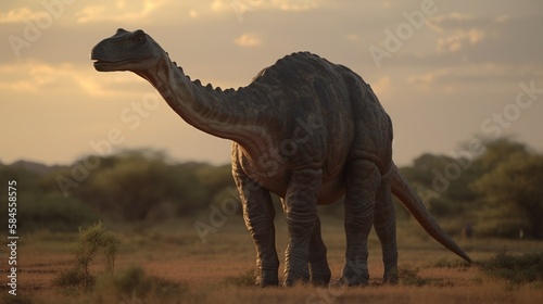 Brontosaurus Dinosaurier im Urwald, ai generativ © www.freund-foto.de