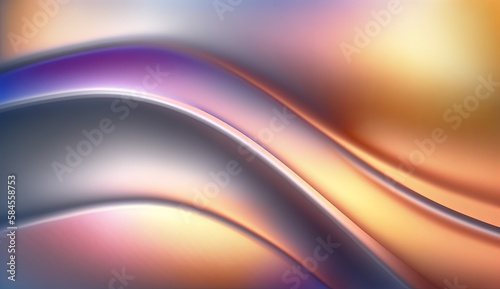 Abstract Metallic Background With 3D Liquid Metal In Motion With Gradient Colors. Generative AI.
