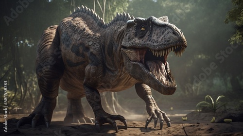 Tyrannosaurus Dinosaurier im Urwald  ai generativ
