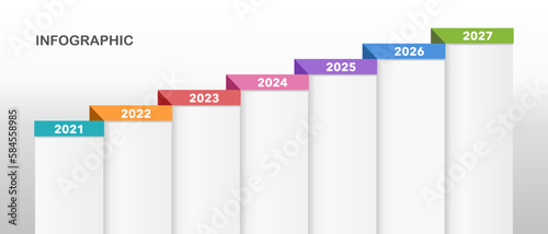 Ladder infographic folding paper timeline 7th anniversary. Vector illustration.