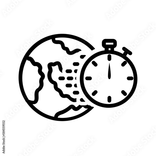 Black line icon for time zone 