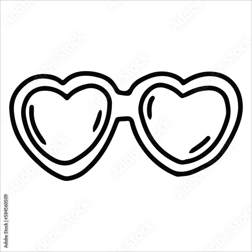 Love glasses doodle icon illustration, suitable for icon, logo, sticker pack and graphic design elements