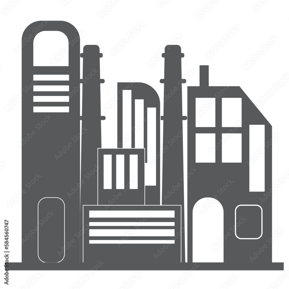 Factory building icon isolated on white background. Industrial plant. Vector illustration. Factory building icon isolated on white background. Industrial plant. Vector illustration.