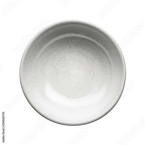 Ceramic bowl, empty, isolated, top down view, transparent background