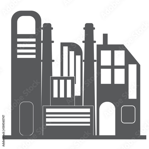 Factory building icon isolated on white background. Industrial plant. Vector illustration.