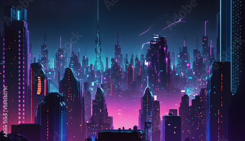 colorful cityscape futuristic background
