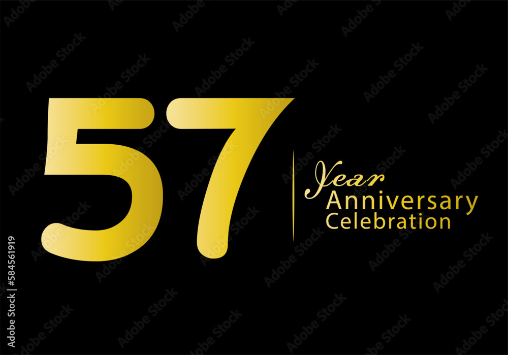 57th Number Design Vetor de 57 years anniversary celebration logotype gold color vector ...