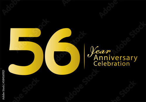 56 years anniversary celebration logotype gold color vector, 56th birthday logo, 56 number, anniversary year banner, anniversary design elements for invitation card and poster. number design vector