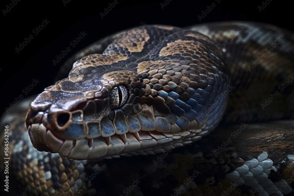 Python head closeup, created with generative AI