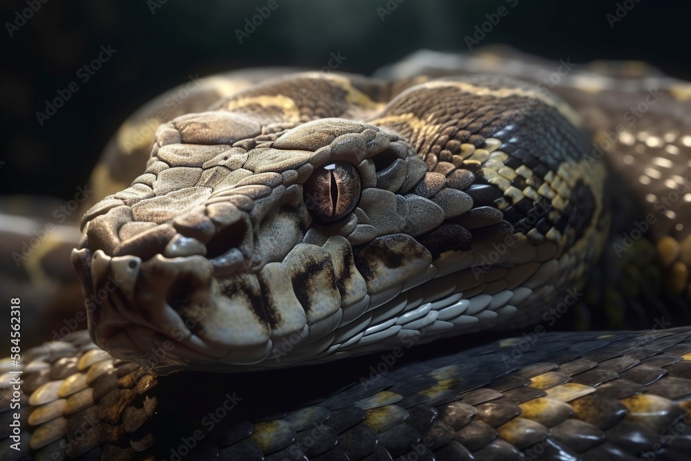 Python head closeup, created with generative AI Python head closeup, created with generative AI