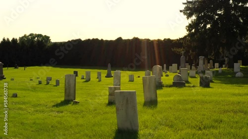 drone pass and ascension at Gorham Cemetery. An old grave yard that with graves that date back to the the early America 1800s located in the country of New York State, USA photo