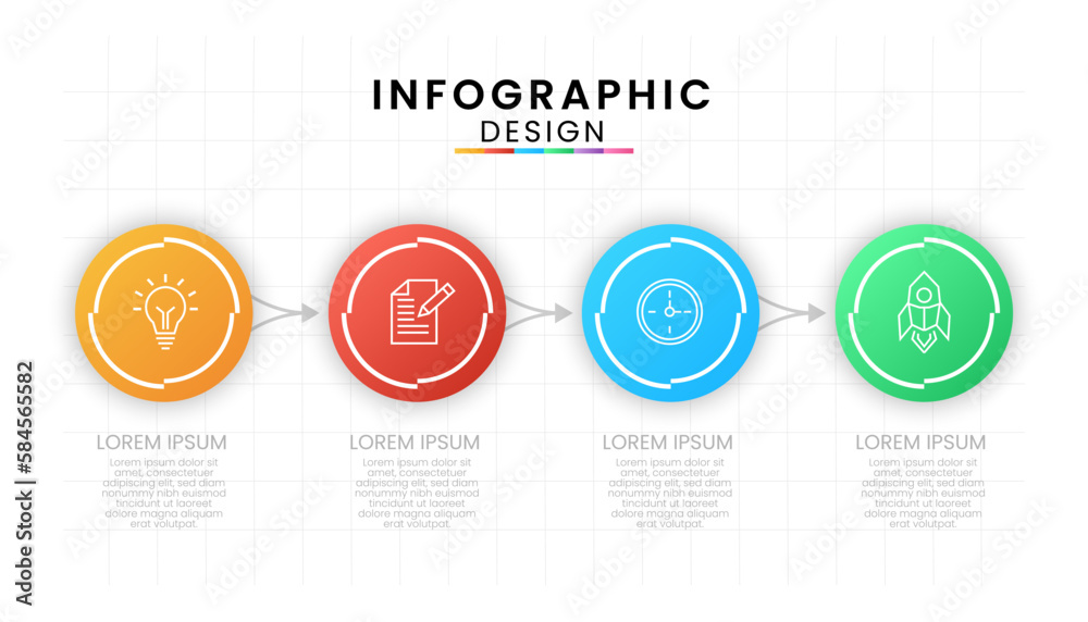 Fototapeta premium Vector Infographic circle label design template with icons and 4 options or steps. Can be used for presentations.