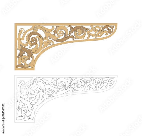ANCIENT HERALDIC EMBLEM OF GOLD DECORATED IN BAROQUE STYLE DECORATIVE ELEGANCE LUXURY PATTERNS GOLD STOCK ILLUSTRATION