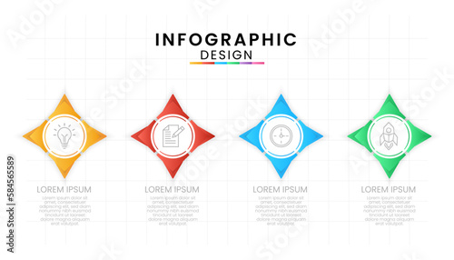 Modern infographic template. Circle element design with marketing icons. Business concept with 4 option.