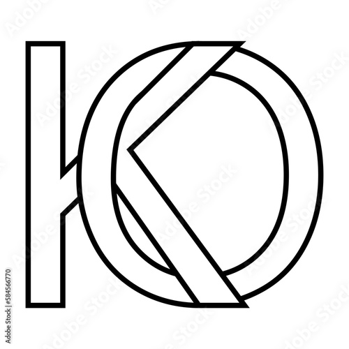 Logo sign ko ok, icon double letters logotype o k