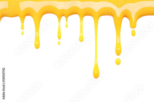 Orange juice Liquid dripping on top isolate on white background. 3D Rendering.