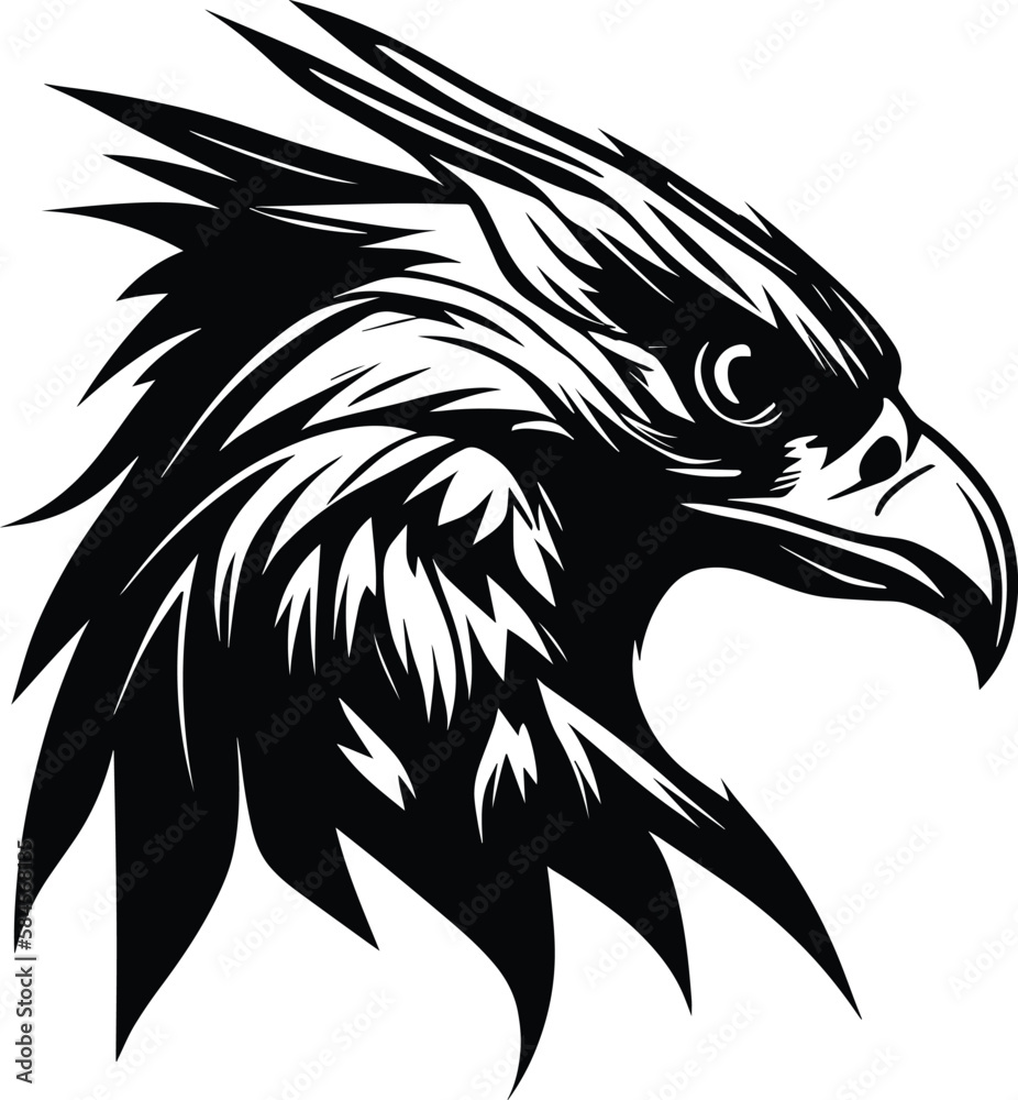 Hawk Logo Monochrome Design Style
