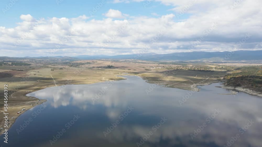 Aerial Autumn view of Pyasachnik (Sandstone) Reservoir, Sredna Gora Mountain, Plovdiv Region, Bulgaria Aerial Autumn view of Pyasachnik (Sandstone) Reservoir, Sredna Gora Mountain, Plovdiv Region, Bulgaria