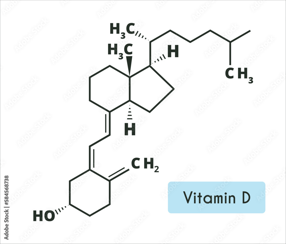 Vitamin D. Chemical formula. Vector illustration