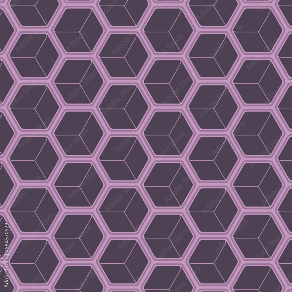 Seamless abstract hexagon geometric concept purple violet vector