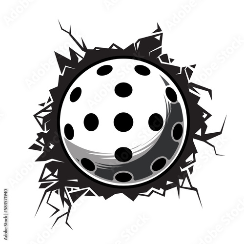 pickleball cracked wall. pickleball club graphic design logos or icons. vector illustration..
