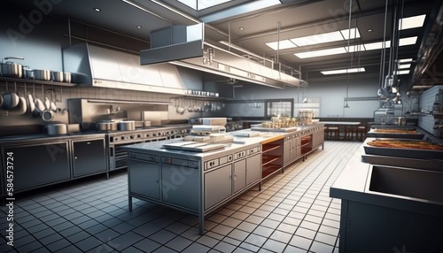 Interior of kitchen in restaurant. Generative AI © _veiksme_