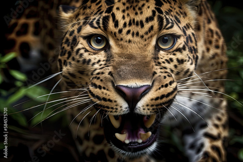angry amu leopard close-up, generated AI, generated, AI © dan
