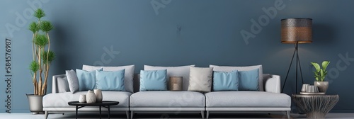 Modern Gray Sofa Interior Design for Stylish Apartments, Generative AI