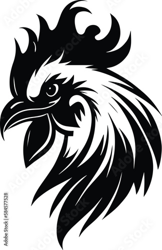 Rooster Logo Monochrome Design Style 