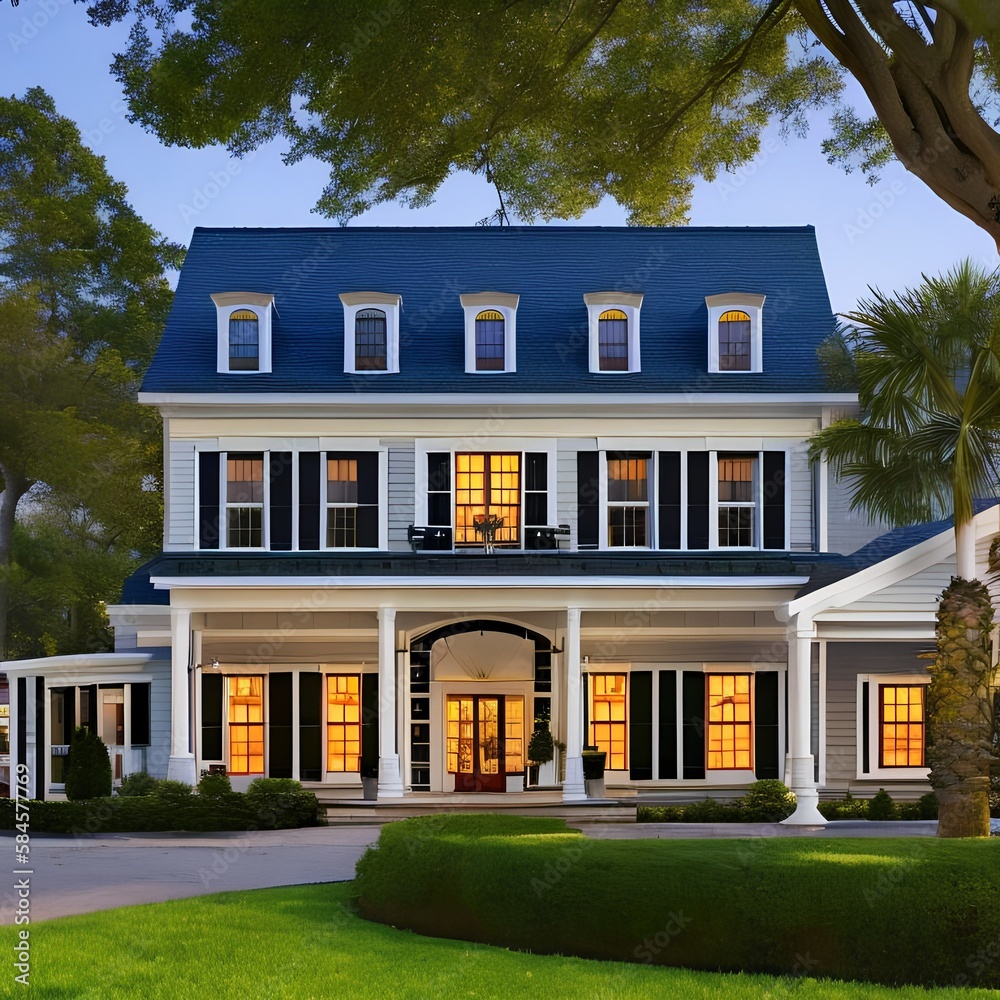 Obraz premium Beautiful colonial house53, Generative AI