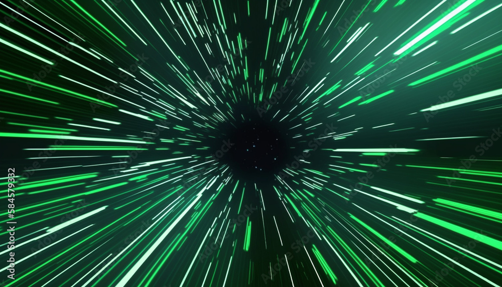 Green Speed lights background, Abstract of warp, hyperspace motion in green star trail Green Speed lights background, Abstract of warp, hyperspace motion in green star trail