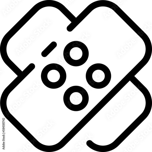 The bandage icon typically depicts a strip of white cloth wrapped around a part of the body, symbolizing a medical dressing used to cover and protect wounds