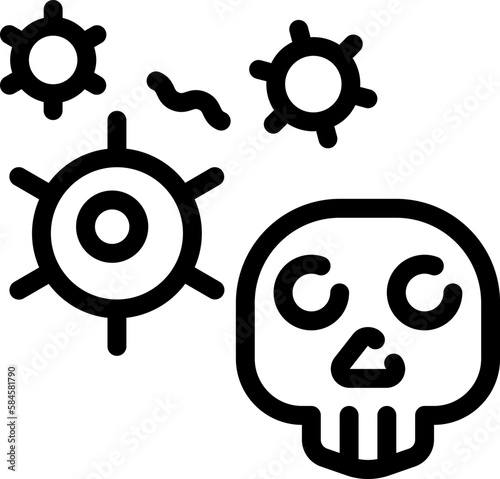 The deadly virus icon symbolizing a highly infectious and potentially fatal pathogen. The icon is commonly used to warn of the presence of a dangerous virus in the environment