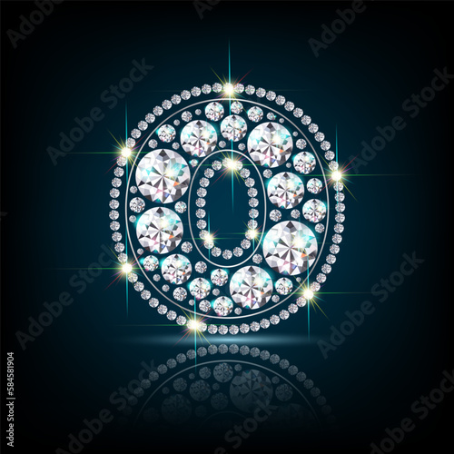 number zero figure made of diamonds vector