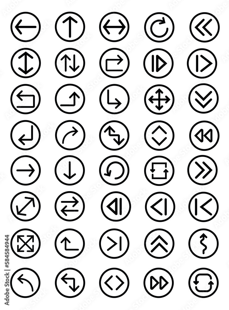 Set of arrow line icons, Set of arrows collection in black color for website design, Design elements for your projects. Vector illustration Set of arrow line icons, Set of arrows collection in black color for website design, Design elements for your projects. Vector illustration