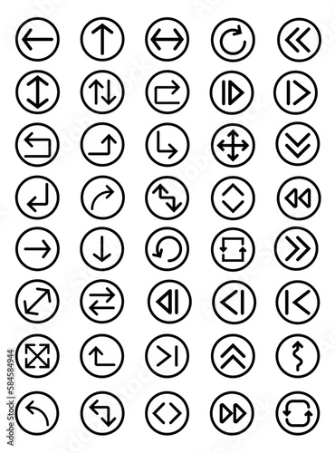 Set of arrow line icons, Set of arrows collection in black color for website design, Design elements for your projects. Vector illustration