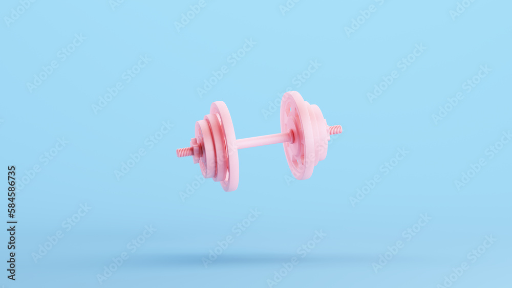 Pink Dumbbell Weight Training Weight Lifting Workout Equipment Exercise Gym  Kitsch Blue Background 3d illustration render digital rendering Stock  Illustration