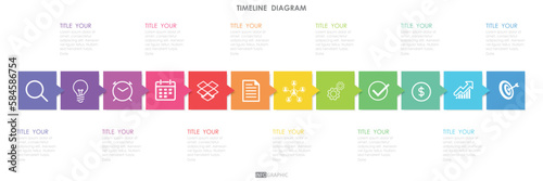project timeline diagram Infographic roadmap template for business. 12 Months modern Timeline diagram calendar with presentation vector infographic.	