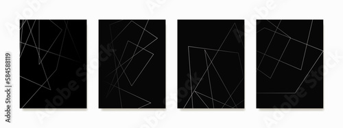 A collection of abstract line art geometric wall decor with monochrome lines on a dark background. Ideal for interior design and wall hangings.
