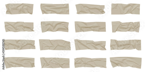 Realistic adhesive tape collection Sticky scotch tape of different sizes. Vector illustration.